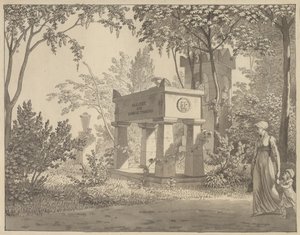 Molière-sarkofagen i Jardin Elysée af Christoffer Wilhelm Eckersberg