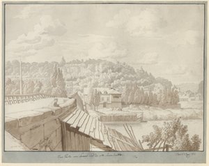 Udsigt fra Sevres af den gamle Seine-bro med parken i Saint Cloud i baggrunden af Christoffer Wilhelm Eckersberg