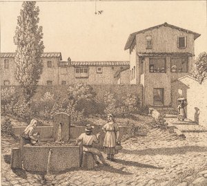 Udsigt over en italiensk landsby af Christoffer Wilhelm Eckersberg