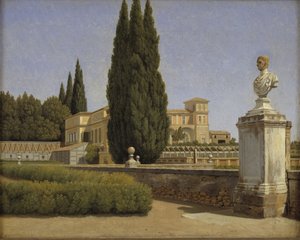 Udsigt over Villa Albanis haver. Rom af Christoffer Wilhelm Eckersberg