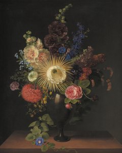En porfyrvase med kaktus grandiflora og andre blomster af C. D. Fritzsch af C. D. Fritzsch