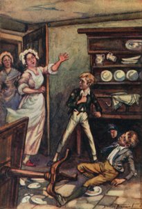 Illustration til Oliver Twist af Charles Dickens (farve litho)