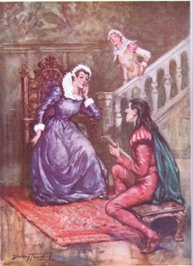 Musikeren, der vandt en dronnings gunst. Mary Queen of Scots og David Rizzio (farve litho)