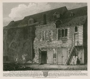 Sydlig udsigt over Palace of the Bishops of Winchester, nær St Saviour
