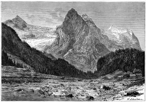 Wellhorn og Rosenlaui-gletsjeren, Schweiz, 1800-tallet.