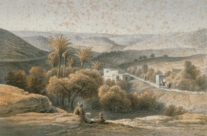 Nazareths omgivelser i et radering af Schacher - Steinkopk J.F. Editore af C. Schacher