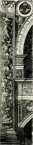 Pilasterstrimmel dekoreret af Callisto Piazza (ca 1500-1561 eller 1562), Tempio Civico della Beata Vergine Incoronata (Tempel for den hellige Jomfru Maria kronet), Lodi, Lombardiet, Italien, træsnit