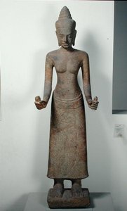 Statue af gudinden, Lakshmi, fra Preah Ko, Bayon Style