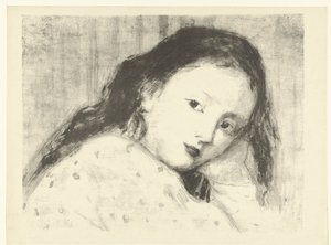 Hoved af en pige Hovedstudie af en lille pige børnestudie The Trial (serietitel) af Camille Bourget