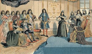 Repræsentation af "" Athalie "" af Jean Racine før Louis XIV (1638-1715) og Madame (Mariquise) de Maintenon (Francoise d