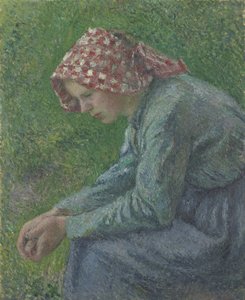 En siddende bondekvinde, 1885 af Camille Jacob Pissarro