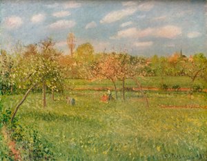 Æbletræer ved Eragny, Morgensolskin, c1896 af Camille Jacob Pissarro