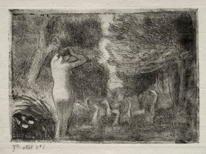 Bademand og gæs, 1895. af Camille Jacob Pissarro