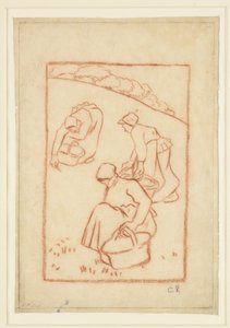 Kompositionsundersøgelse for "Kvinder der luger græsset" af Camille Jacob Pissarro