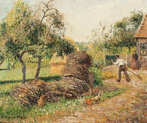 Moderen Luciens Hof, Eragny; La Cour de la Mere Lucien, Eragny, 1895 af Camille Jacob Pissarro