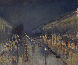 Boulevarden Montmartre om natten. 1897 af Camille Jacob Pissarro