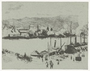 Udsigt over kajen ved Seinen i Rouen Quai Boieldieu, i Rouen af Camille Jacob Pissarro