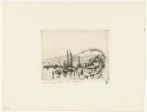 Landskab nær Rouen Paysage à Rouen (Côte ste Catherine) (titel på objektet) af Camille Jacob Pissarro