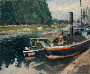 Pramme i havnen i Pontoise