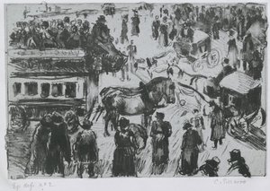 Place du Havre, i Paris, ca. 1897 (litografi på zink) af Camille Jacob Pissarro