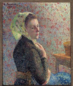 Portræt af en kvinde med en grøn folie i 1893 Maleri af Camille Pissarro (1830-1903). 1893. Dim. 0,65 x 0,54 m. Paris, Musee d