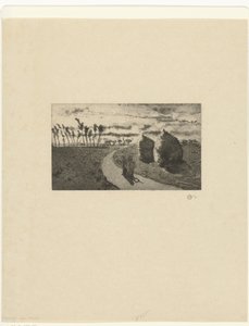Twilight med høstakke Crepuscule avec Møbler af Camille Jacob Pissarro