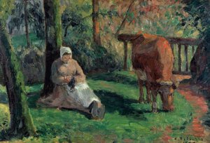 Hyrdinde, Montfoucault, 1875 af Camille Jacob Pissarro