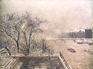 Louvre under sne, 1902 af Camille Jacob Pissarro