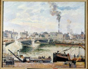 Den store bro i Rouen. Maleri af Camille Pissarro (1830-1903) af Camille Jacob Pissarro