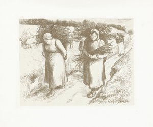 Kvinder bærer bøsser Porteuses de fagotter af Camille Jacob Pissarro