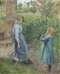 Kvinde og barn ved brønden, 1882 af Camille Jacob Pissarro