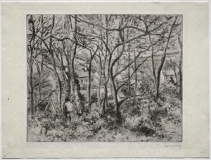 Skovklædt landskab ved LHermitage, Pontoise, 1879. af Camille Jacob Pissarro