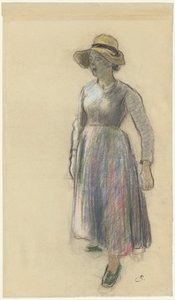 En bondepige i stråhat af Camille Pissarro