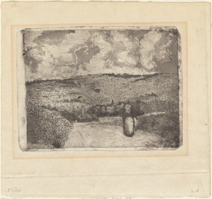 En kvinde, der går langs en landevej (La Femme sur la Route) af Camille Pissarro