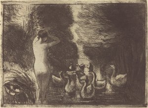 Gæsbader (badere med gæs) af Camille Pissarro