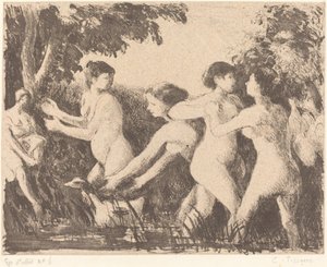 Baigneuses luttant Badende Wrestling, ca. 1896. af Camille Pissarro