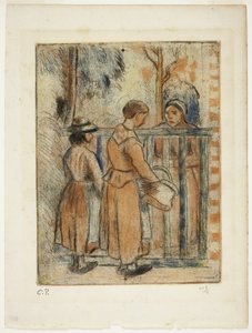 Beggar Women, ca. 1894 (farveætsning, koldnål og akvatinte på elfenbenspapir) af Camille Pissarro