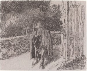 Tigger med en krykkebehandler a la bequille, 1897. af Camille Pissarro