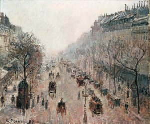 Boulevard Montmartre på en tåget solrig morgen, 1897 af Camille Jacob Pissarro