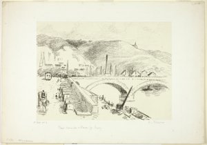 Bro i Rouen: Pont Corneille af Camille Pissarro