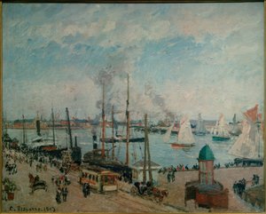 Le Havre havn ved højvande af Camille Jacob Pissarro