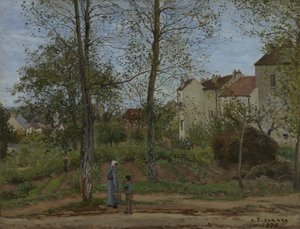Huse ved Bougival (efterår) af Camille Pissarro