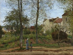 Husene i Bougival (efterår) af Camille Pissarro