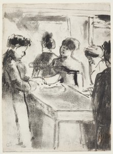 La Charcuterie (Svineslagteren) 1895 (monotype med håndfarvning i dyb blæk) af Camille Jacob Pissarro