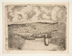 La Femme sur la route (Kvinden på vejen) af Camille Pissarro