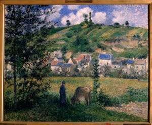 Landskab i Chaponval-maleri af Camille Pissarro (1830-1903) 1880 søn. 0,54x0,65 m Paris, musee d