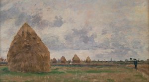 Landskab med høstakke af Camille Pissarro