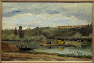 Færgen ved Varenne Saint Hilaire (Saint-Hilaire) Maleri af Camille Pissarro (1830-1903) 1864 Dim 0,27x0,41 m Paris, musee d