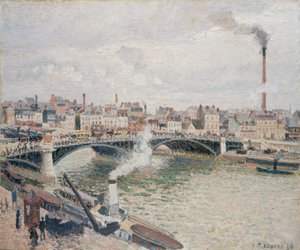Morgen, en overskyet dag, Rouen, 1896. af Camille Jacob Pissarro
