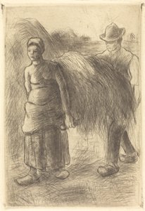 Bønder, der bærer hø af Camille Pissarro